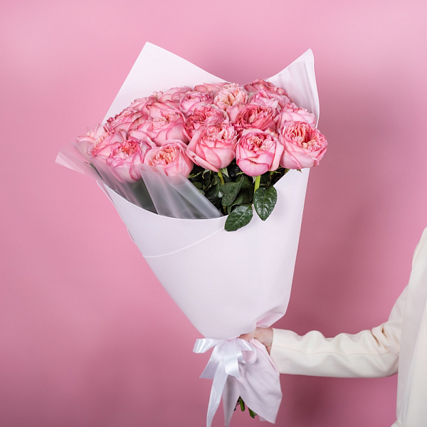 Купить Букет из 25 пионовидных розовых роз 70 см Pink Expression в  с бесплатной доставкой: цена, фото, описание